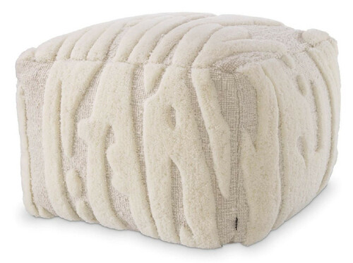 Casa Padrino Luxus Hocker Elfenbein 60 x 60 x H. 40 cm - Quadratischer Wohnzimmer Sitzhocker mit handgewebter Neuseelandwolle - Wohnzimmer M�bel - Luxus M�bel - Luxus Einrichtung