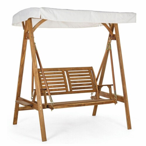Casa Padrino Luxus Hollywood Schaukel Braun / Wei� 185 cm - Garten Schaukel