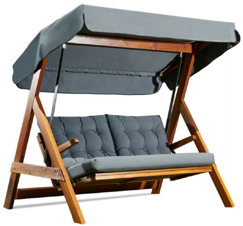 Casa Padrino Luxus Hollywood Schaukel Anthrazitgrau / Braun - Moderne Wetterfeste Garten Schaukel mit Sonnendach - Garten M�bel - Terrassen M�bel