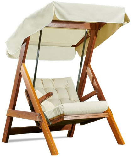 Casa Padrino Luxus Hollywood Schaukel Cremefarben / Braun - Moderne Wetterfeste Garten Schaukel mit Sonnendach - Terrassen M�bel - Garten M�bel - Luxus Kollektion