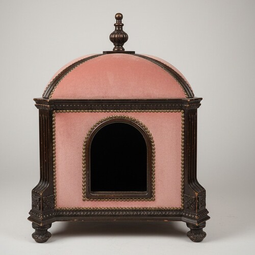 Casa Padrino Luxus Hunde- und Katzenhaus Rosa / Braun B. ca. 53 x T. 53 cm - Haustierhaus mit Kuppeldach