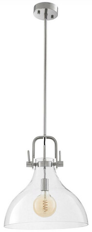 Casa Padrino Luxus Industrial Design H�ngeleuchte Silber  42,5 x H. 45 cm - Elegante Industrie Stil H�ngelampe mit rundem Glas Lampenschirm - Industrie Stil Leuchten