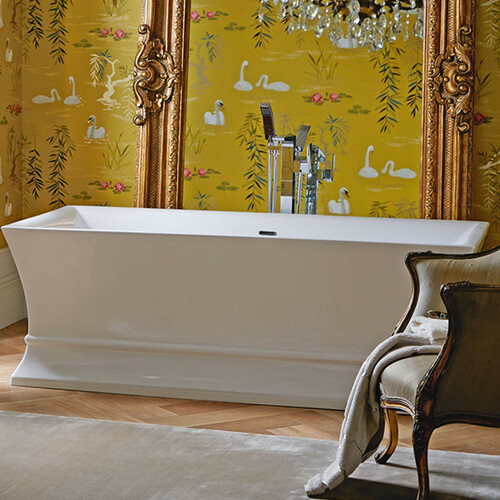 Casa Padrino Luxus Badewanne Freistehend Wei� Eckig 1695 mm - freistehende Retro Antik Badewanne - Barock & Jugendstil Badezimmer M�bel