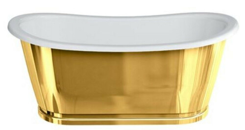 Casa Padrino Luxus Jugendstil Badewanne Gold / Wei� 167,5 x 76,1 x H. 71,1 cm - Freistehende Retro Badewanne - Luxus Jugendstil Badezimmer M�bel