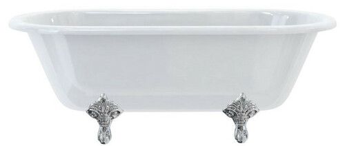 Casa Padrino Luxus Jugendstil Badewanne Wei� / Silber 169 x 74,5 x H. 62 cm - Freistehende Retro Acryl Badewanne - Retro Badezimmer M�bel