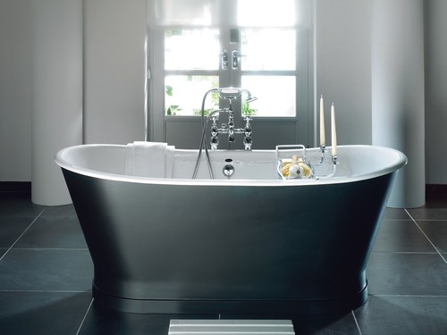 Casa Padrino Luxus Jugendstil Badewanne Grau / Wei� 170 x 68 x H. 72,5 cm - Freistehende Badewanne - Badezimmerm�bel