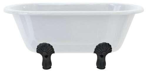 Casa Padrino Luxus Jugendstil Badewanne Wei� / Schwarz 150 x 75 x H. 63,5 cm - Freistehende Retro Acryl Badewanne - Retro Badezimmer M�bel