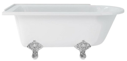 Casa Padrino Luxus Jugendstil Badewanne Wei� / Silber 150 x 75 x H. 65 cm - Freistehende Retro Acryl Badewanne - Nostalgische Retro Badezimmer M�bel