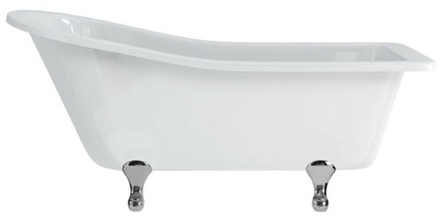 Casa Padrino Luxus Jugendstil Badewanne Wei� / Silber 169 x 73 x H. 77 cm - Freistehende Retro Acryl Badewanne - Nostalgische Retro Badezimmer M�bel