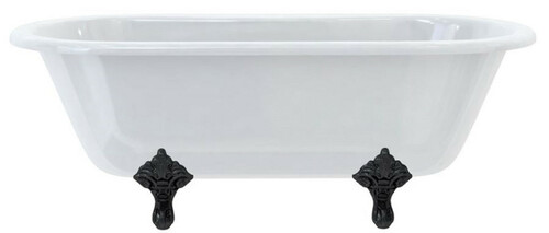 Casa Padrino Luxus Jugendstil Badewanne Wei� / Schwarz 169 x 74,5 x H. 62 cm - Freistehende Retro Acryl Badewanne - Retro Badezimmer M�bel