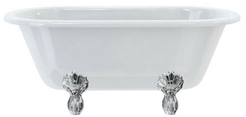Casa Padrino Luxus Jugendstil Badewanne Wei� / Silber 150 x 75 x H. 63,5 cm - Freistehende Retro Acryl Badewanne - Retro Badezimmer M�bel