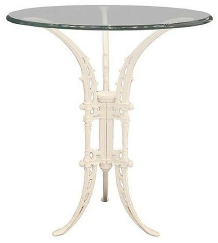 Casa Padrino Luxus Jugendstil Beistelltisch Wei�  70 x H. 74 cm - Handgeschmiedeter Schmiedeeisen Tisch mit Glasplatte - Wohnzimmer Garten Terrassen M�bel