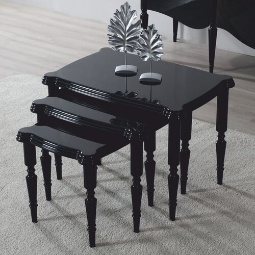 Casa Padrino Luxus Barock Beistelltisch 3er Set Schwarz - Barock M�bel