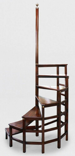 Casa Padrino Luxus Mahagoni Bibliothekstreppe Dunkelbraun 103 x 55 x H. 252 cm - Massivholz Bibliotheksleiter - B�ro M�bel - Luxus M�bel - B�ro Einrichtung - Luxus Einrichtung