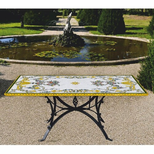 Casa Padrino Luxus Jugendstil Esstisch Wei� / Bunt / Schwarz 200 cm - Rechteckiger Gartentisch - Gastronomie M�bel - Made in Italy