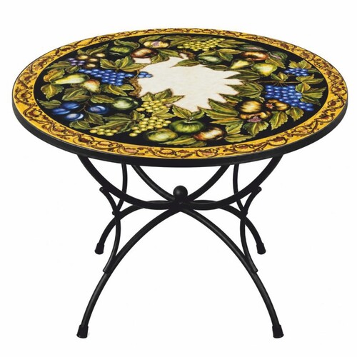 Casa Padrino Luxus Jugendstil Esstisch Bunt / Schwarz  120 cm - Runder Gartentisch - Gastronomie & Garten M�bel - Made in Italy