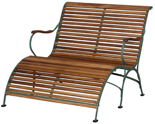 Casa Padrino Luxus Jugendstil Gartenbank Braun / Gr�n 107 x 150 x H. 91 cm - Garten & Terrassen Sitzbank mit Armlehnen und Fu�st�tze - Jugendstil Garten & Terrassen M�bel