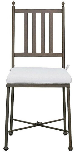 Casa Padrino Luxus Jugendstil Gartenstuhl mit Sitzkissen Braun / Wei� 42 x 45 x H. 103 cm - Handgeschmiedeter Esszimmer Stuhl - Esszimmer Garten Terrassen M�bel