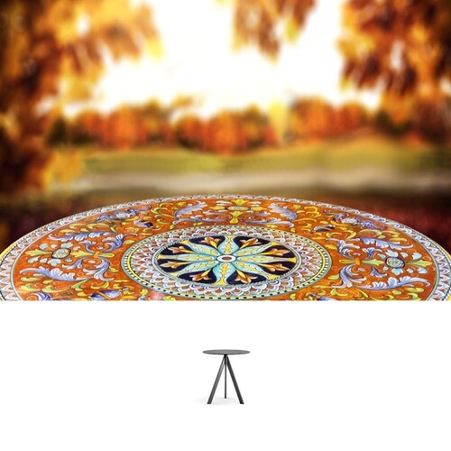 Casa Padrino Luxus Jugendstil Gartentisch Rosettenmedaillon  80 cm - Runder Esstisch aus handbemaltem Lavastein - Gastronomie M�bel - Made in Italy
