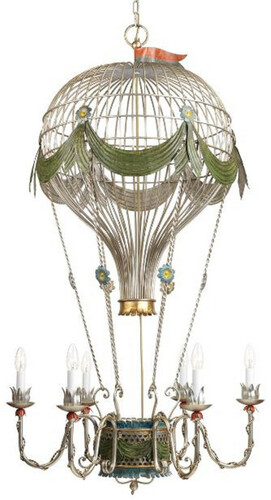 Casa Padrino Luxus Jugendstil Kronleuchter Hei�luftballon Silber / Mehrfarbig  70 x H. 140 cm - Barock & Jugendstil Wohnzimmer Kronleuchter