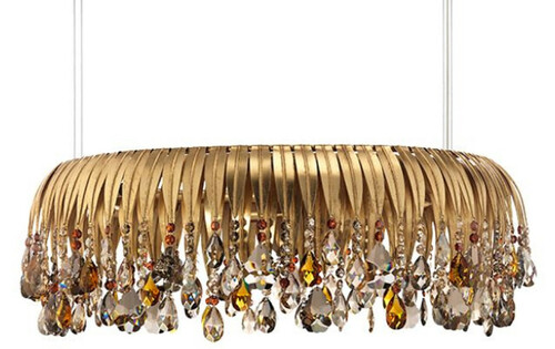 Casa Padrino Luxus Kronleuchter Gold / Mehrfarbig  75 x H. 27 cm - Runder Metall Kronleuchter mit Swarovski Kristallglas - Luxus Qualit�t