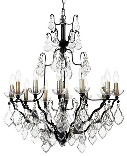 Casa Padrino Luxus Barock Kristall Kronleuchter Schwarz 70 x 58 x H. 85 cm - Barock & Jugendstil Wohnzimmer Kronleuchter