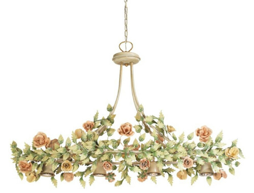 Casa Padrino Luxus Jugendstil Kronleuchter Rosen Gr�n / Mehrfarbig 140 x 37 x H. 90 cm - Barock & Jugendstil Wohnzimmer Kronleuchter