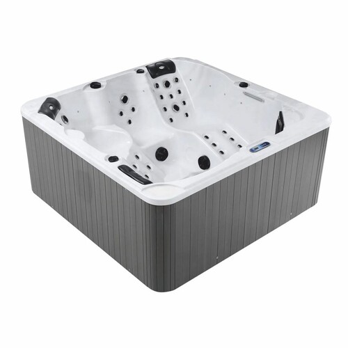 Casa Padrino Luxus Outdoor Jacuzzi Wei� / Schwarz / Grau 200 cm - Garten Whirlpool