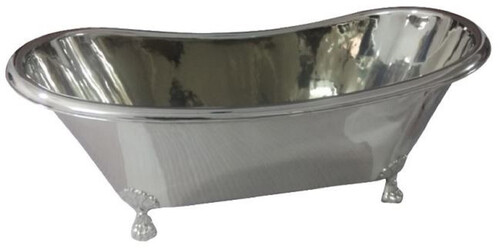 Casa Padrino Luxus Jugendstil Kupfer Badewanne Silber / Silber Verchromt 170 x 72 x H. 71 cm - Freistehende Retro Badewanne - Rustikale Kupfer Badezimmer M�bel