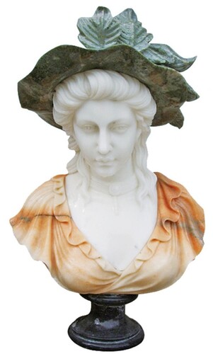 Casa Padrino Luxus Jugendstil Marmor B�ste Dame Wei� / Beige / Gr�n H. 75 cm