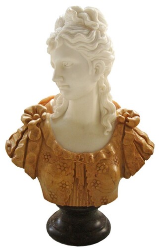 Casa Padrino Luxus Jugendstil Marmor B�ste Dame Beige / Wei� H. 65 cm