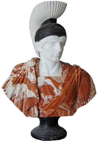 Casa Padrino Luxus Antik Stil Marmor B�ste R�mer Wei� / Rot / Schwarz H. 90 cm