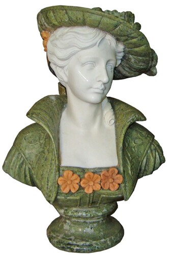 Casa Padrino Luxus Jugendstil Marmor Deko B�ste Dame Wei� / Gr�n H. 65 cm