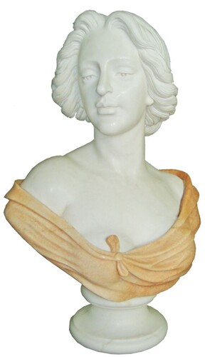 Casa Padrino Luxus Jugendstil Marmor B�ste Dame Wei� / Beige H. 65 cm
