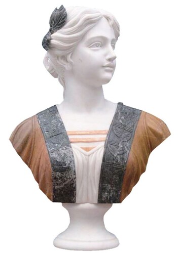 Casa Padrino Luxus Barock Marmor Deko B�ste Dame Wei� / Braun / Schwarz H. 60 cm