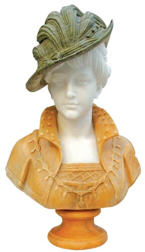 Casa Padrino Luxus Jugendstil Marmor B�ste Dame Beige / Wei� / Gr�n H. 60 cm