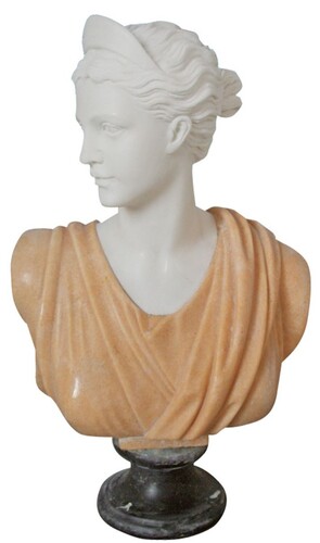 Casa Padrino Luxus Jugendstil Marmor Deko B�ste Dame Beige / Wei� / Schwarz H. 45 cm