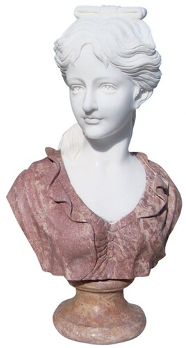 Casa Padrino Luxus Jugendstil Marmor Deko B�ste Frau Wei� / Braun H. 60 cm