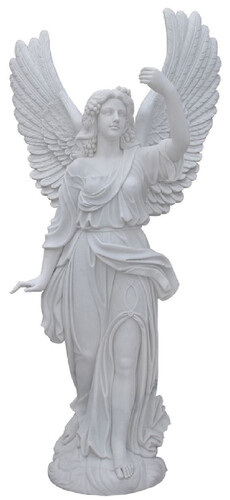 Casa Padrino Luxus Jugendstil Marmor Deko Skulptur Engel Wei� H. 215 cm - Prunkvolle Garten Marmor Deko Figur - Barock & Jugendstil Garten Marmor Deko Accessoires - Edel & Prunkvoll