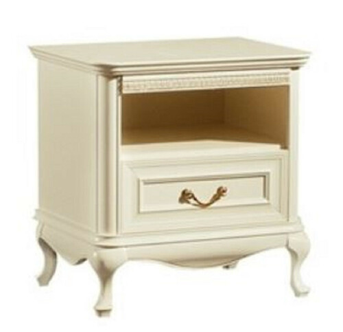 Casa Padrino Luxus Jugendstil Nachtkommode Cremefarben 60 x 45,6 x H. 60,8 cm - Eleganter Massivholz Nachttisch mit Schublade - Barock & Jugendstil Schlafzimmer M�bel