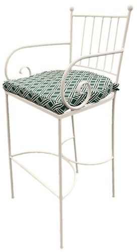 Casa Padrino Luxus Jugendstil Schmiedeeisen Barstuhl mit Armlehnen Wei� / Gr�n H. 117 cm