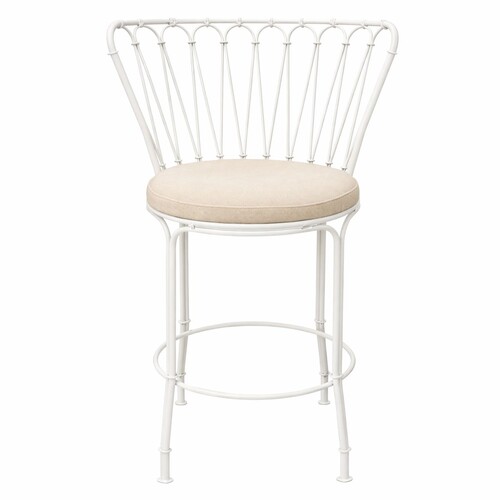 Casa Padrino Luxus Jugendstil Schmiedeeisen Barstuhl Wei� / Beige H. 110 cm
