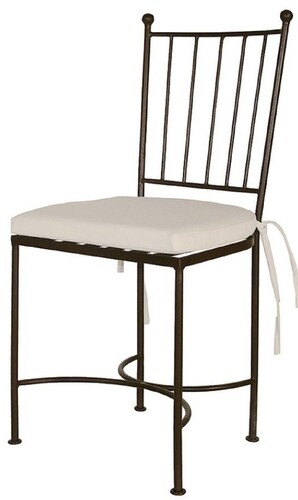 Casa Padrino Luxus Jugendstil Schmiedeeisen Gartenstuhl mit Sitzkissen Schwarz / Creme