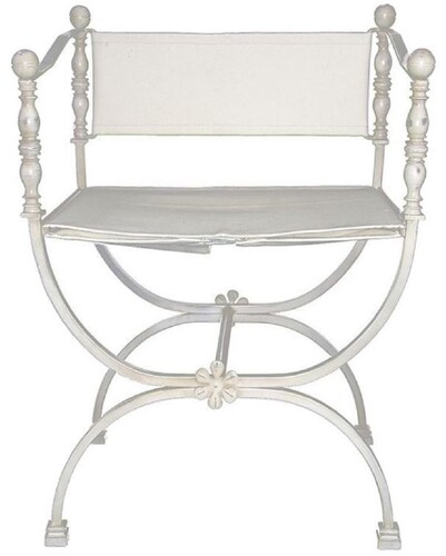 Casa Padrino Luxus Jugendstil Schmiedeeisen Gartenstuhl mit Armlehnen Wei� H. 80 cm