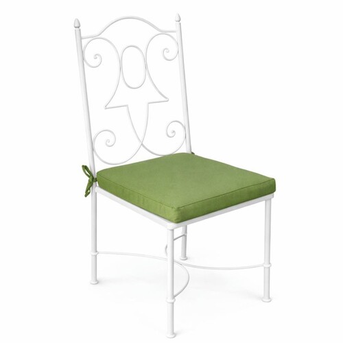 Casa Padrino Luxus Jugendstil Schmiedeeisen Gartenstuhl mit Sitzkissen Wei� / Gr�n H. 105 cm