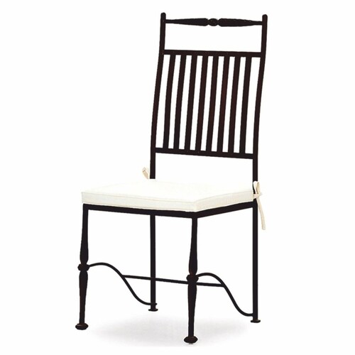 Casa Padrino Luxus Jugendstil Schmiedeeisen Gartenstuhl mit Sitzkissen Schwarz / Wei� H. 110 cm