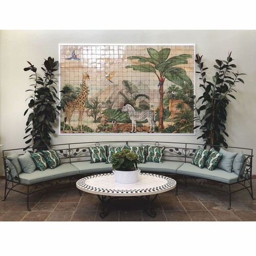 Casa Padrino Luxus Jugendstil Schmiedeeisen Sofa Schwarz / Grau 435 cm - Hotel & Garten Sofa