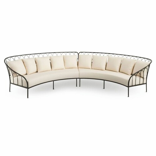 Casa Padrino Luxus Schmiedeeisen Sofa Schwarz / Creme 476 cm - Hotel & Garten Sofa