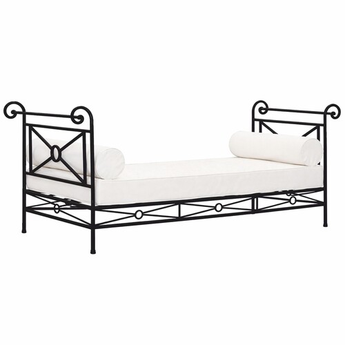 Casa Padrino Luxus Jugendstil Schmiedeeisen Sofa Schwarz / Wei� 210 cm - Garten M�bel