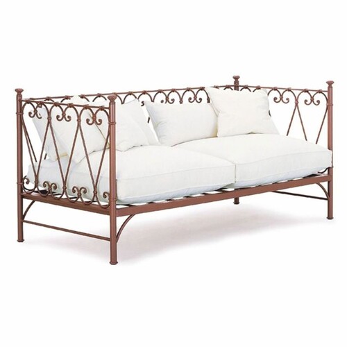 Casa Padrino Luxus Jugendstil Schmiedeeisen Sofa Braun / Wei� 196 cm - Hotel & Garten Sofa